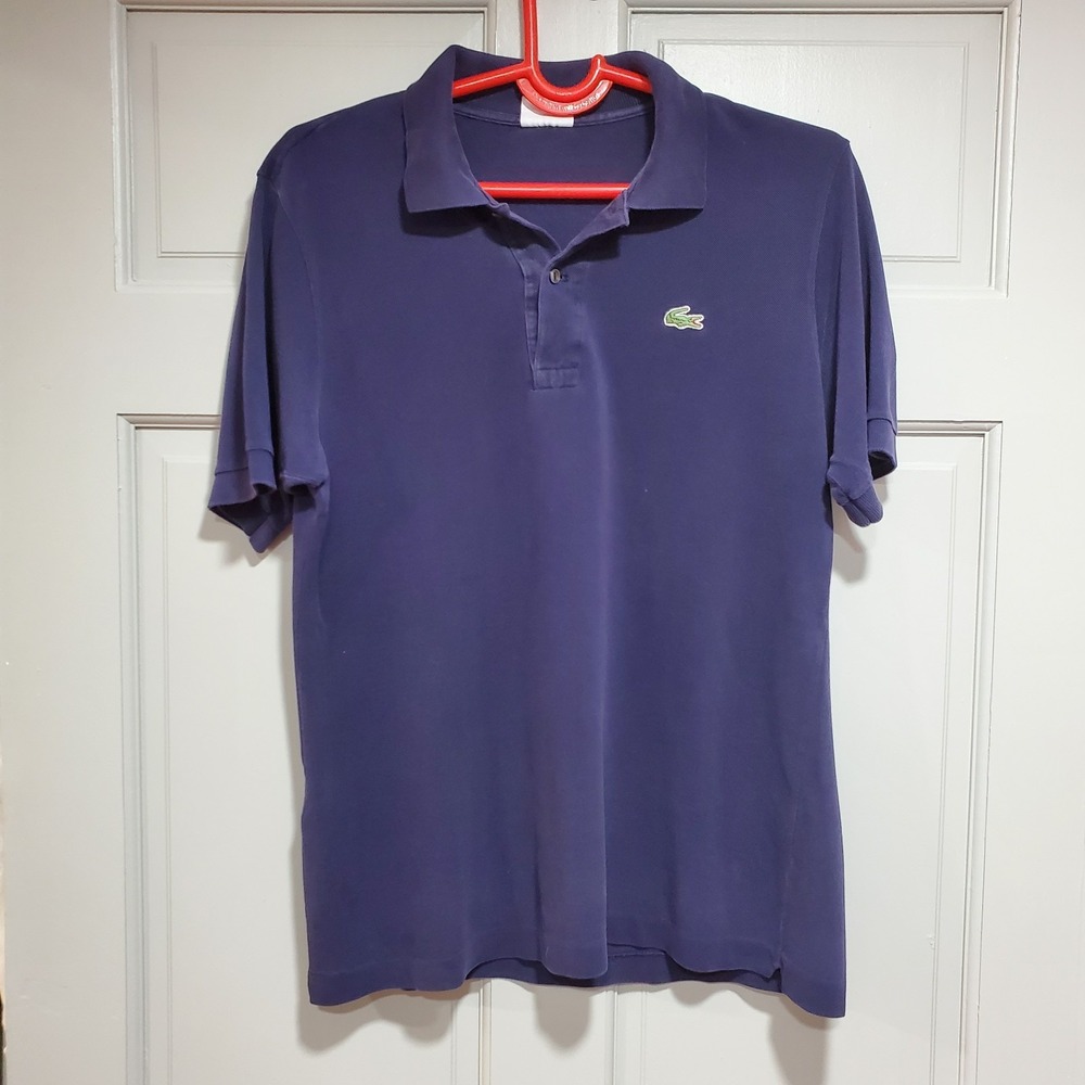Lacoste Men's Polo Shirt Blue Purple Classic Fit M Short Sleeve Cotton Collared